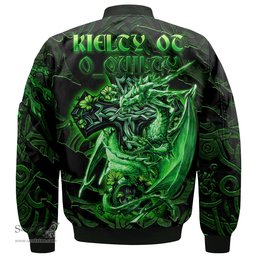 ScotsTee Shop Irish Kielty ot O Quilty Coat of Arms Irish Jacket Family Crest Celtic Cross And Dragon Bomber Jacket
