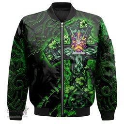 ScotsTee Shop Irish Hyde Coat of Arms Irish Jacket Family Crest Celtic Cross And Dragon Bomber Jacket