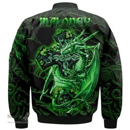 ScotsTee Shop Irish Maloney or O Molony Coat of Arms Irish Jacket Family Crest Celtic Cross And Dragon Bomber Jacket