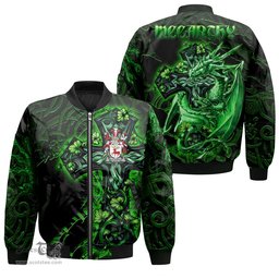 ScotsTee Shop Irish McCarthy Coat of Arms Irish Jacket Family Crest Celtic Cross And Dragon Bomber Jacket