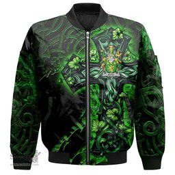 ScotsTee Shop Irish More or O More Coat of Arms Irish Jacket Family Crest Celtic Cross And Dragon Bomber Jacket