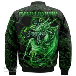 ScotsTee Shop Irish McGillicuddy Coat of Arms Irish Jacket Family Crest Celtic Cross And Dragon Bomber Jacket