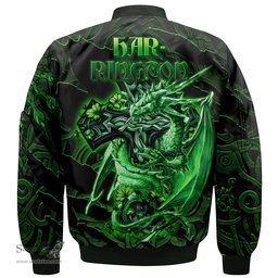 ScotsTee Shop Irish Harrington Coat of Arms Irish Jacket Family Crest Celtic Cross And Dragon Bomber Jacket