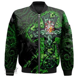 ScotsTee Shop Irish Quinlan or O Quinlevan Coat of Arms Irish Jacket Family Crest Celtic Cross And Dragon Bomber Jacket