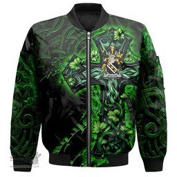 ScotsTee Shop Irish Waller Coat of Arms Irish Jacket Family Crest Celtic Cross And Dragon Bomber Jacket