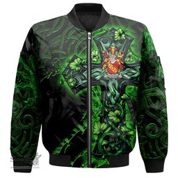 ScotsTee Shop Irish Stephens Coat of Arms Irish Jacket Family Crest Celtic Cross And Dragon Bomber Jacket