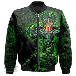ScotsTee Shop Irish Theede Coat of Arms Irish Jacket Family Crest Celtic Cross And Dragon Bomber Jacket