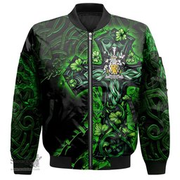 ScotsTee Shop Irish Trevor Coat of Arms Irish Jacket Family Crest Celtic Cross And Dragon Bomber Jacket