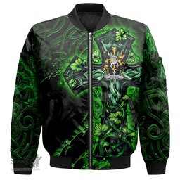 ScotsTee Shop Irish Tisdall or Tisdale Coat of Arms Irish Jacket Family Crest Celtic Cross And Dragon Bomber Jacket