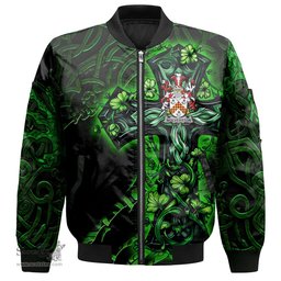 ScotsTee Shop Irish Wolverston Coat of Arms Irish Jacket Family Crest Celtic Cross And Dragon Bomber Jacket