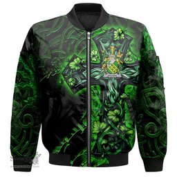 ScotsTee Shop Irish Pearse Coat of Arms Irish Jacket Family Crest Celtic Cross And Dragon Bomber Jacket