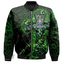 ScotsTee Shop Irish Ryder Coat of Arms Irish Jacket Family Crest Celtic Cross And Dragon Bomber Jacket