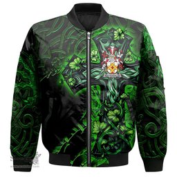 ScotsTee Shop Irish Netterville or Netterfield Coat of Arms Irish Jacket Family Crest Celtic Cross And Dragon Bomber Jacket