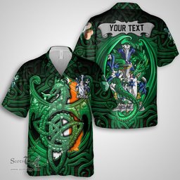 ScotsTee Shop Irish Auchmuty Coat of Arms Irish Shirt Family Crest Green Dragon Of Ireland Short Sleeve Shirt