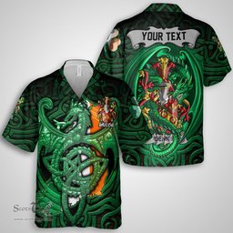 ScotsTee Shop Irish Dennis Coat of Arms Irish Shirt Family Crest Green Dragon Of Ireland Short Sleeve Shirt