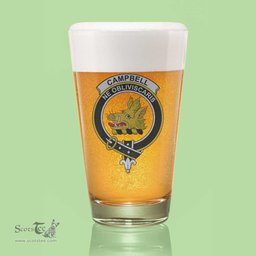 ScotsTee Shop Scottish Campbell of Cawdor Modern Clan Crest Scottish Beer Glass