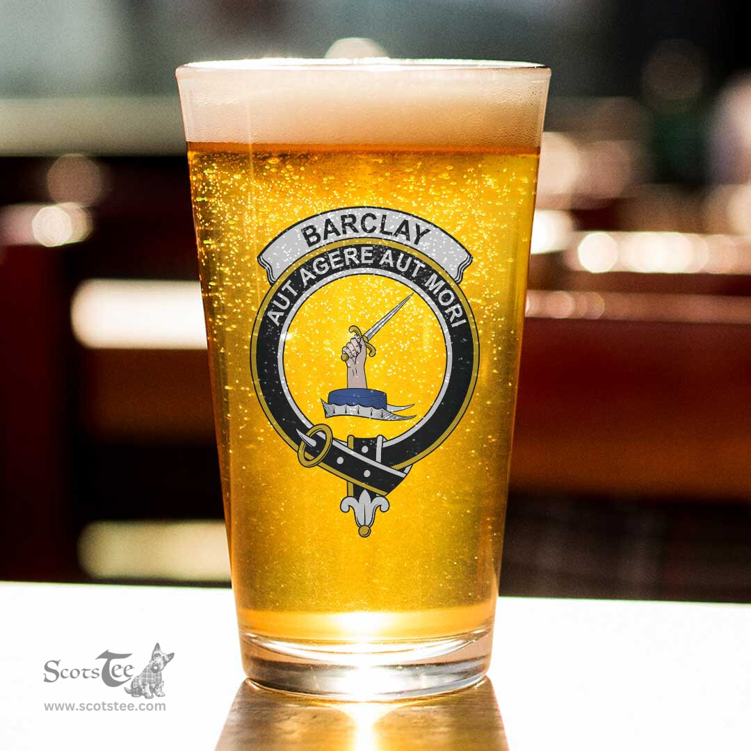 ScotsTee Shop Scottish Barclay Dress Modern Clan Crest Scottish Beer Glass