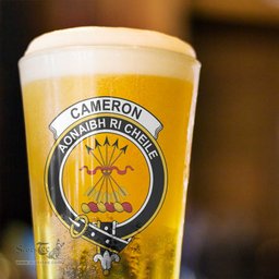 ScotsTee Shop Scottish Cameron of Lochiel Modern Clan Crest Scottish Beer Glass