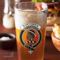 ScotsTee Shop Scottish Borthwick Dress Ancient Clan Crest Scottish Beer Glass