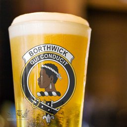 ScotsTee Shop Scottish Borthwick Dress Ancient Clan Crest Scottish Beer Glass