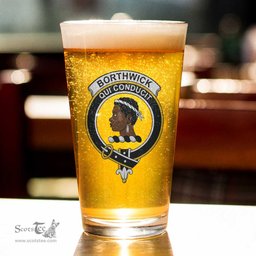 ScotsTee Shop Scottish Borthwick Dress Ancient Clan Crest Scottish Beer Glass