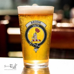 ScotsTee Shop Scottish Brodie Hunting Modern Clan Crest Scottish Beer Glass