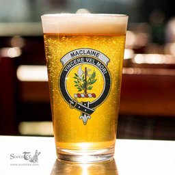 ScotsTee Shop Scottish MacLaine of Loch Buie Clan Crest Scottish Beer Glass
