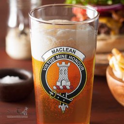 ScotsTee Shop Scottish MacLean of Duart Modern Clan Crest Scottish Beer Glass