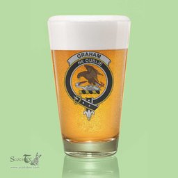 ScotsTee Shop Scottish Graham of Menteith Weathered Clan Crest Scottish Beer Glass