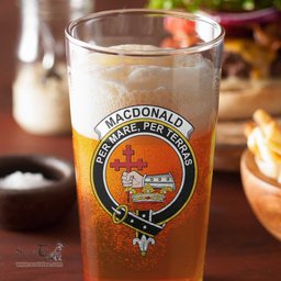 ScotsTee Shop Scottish MacDonald Lord of the Isles Hunting Clan Crest Scottish Beer Glass