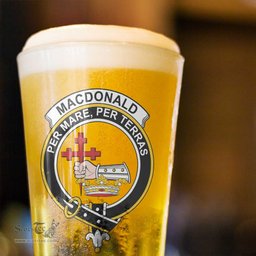 ScotsTee Shop Scottish MacDonald Lord of the Isles Hunting Clan Crest Scottish Beer Glass