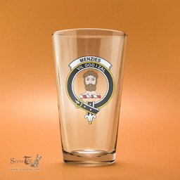 ScotsTee Shop Scottish Menzies Green Modern Clan Crest Scottish Beer Glass