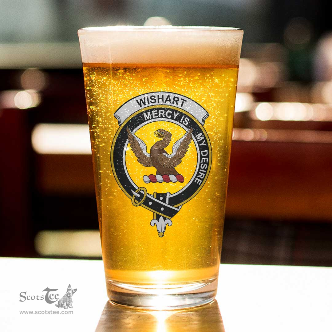 ScotsTee Shop Scottish Wishart Hunting Modern Clan Crest Scottish Beer Glass