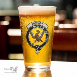 ScotsTee Shop Scottish Wishart Hunting Modern Clan Crest Scottish Beer Glass