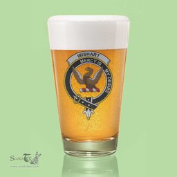 ScotsTee Shop Scottish Wishart Dress Clan Crest Scottish Beer Glass