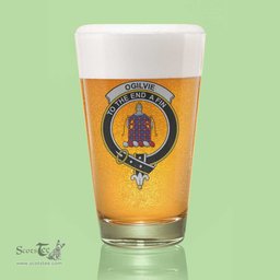 ScotsTee Shop Scottish Ogilvie Hunting Modern Clan Crest Scottish Beer Glass