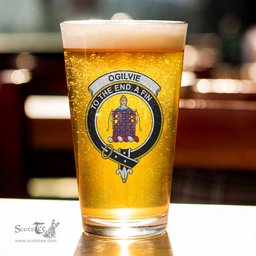 ScotsTee Shop Scottish Ogilvie Hunting Modern Clan Crest Scottish Beer Glass