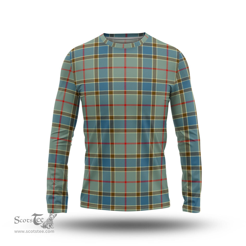 ScotsTee Shop Scottish Balfour Blue Clan Tartan Long Sleeve T Shirt