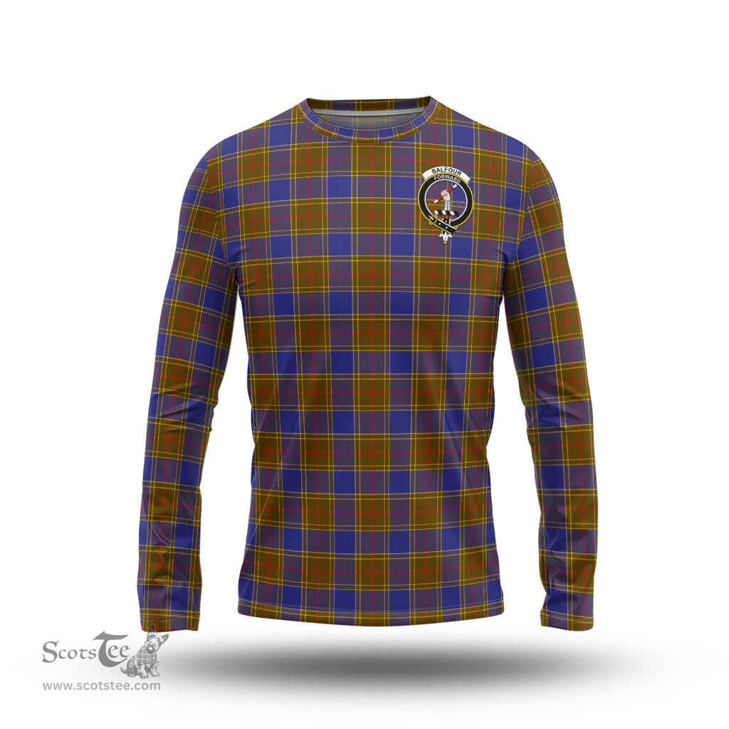 ScotsTee Shop Scottish Balfour Modern Clan Crest Tartan Long Sleeve T Shirt