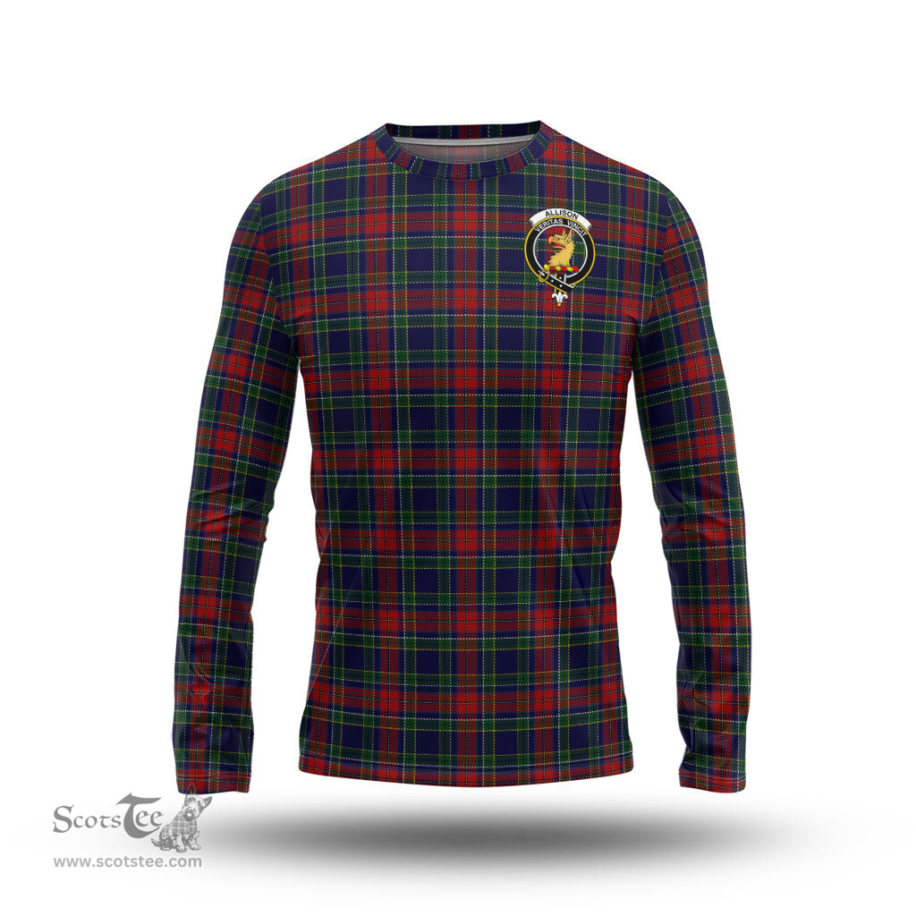 ScotsTee Shop Scottish Allison Red Clan Crest Tartan Long Sleeve T Shirt