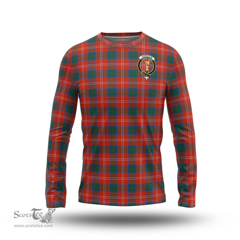 ScotsTee Shop Scottish Chisholm Ancient Clan Crest Tartan Long Sleeve T Shirt