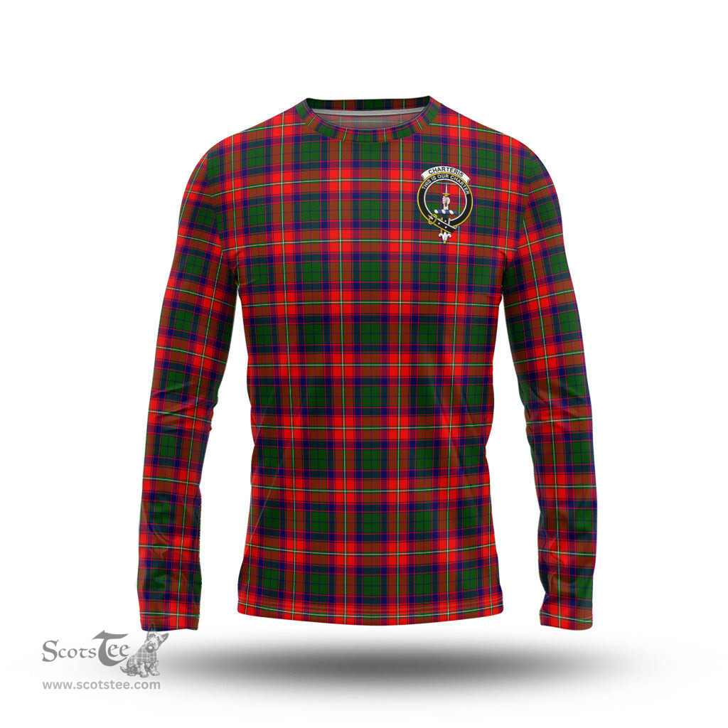 ScotsTee Shop Scottish Charteris Clan Crest Tartan Long Sleeve T Shirt