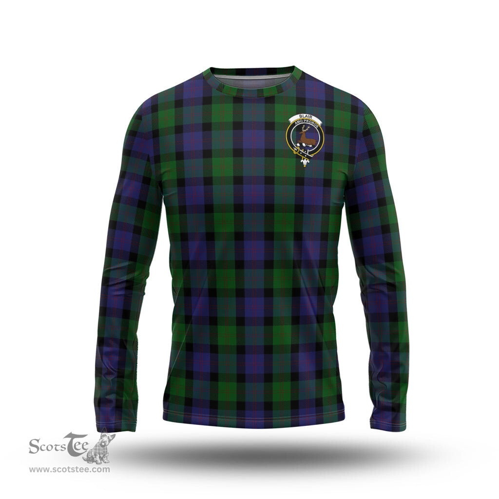 ScotsTee Shop Scottish Blair Clan Crest Tartan Long Sleeve T Shirt