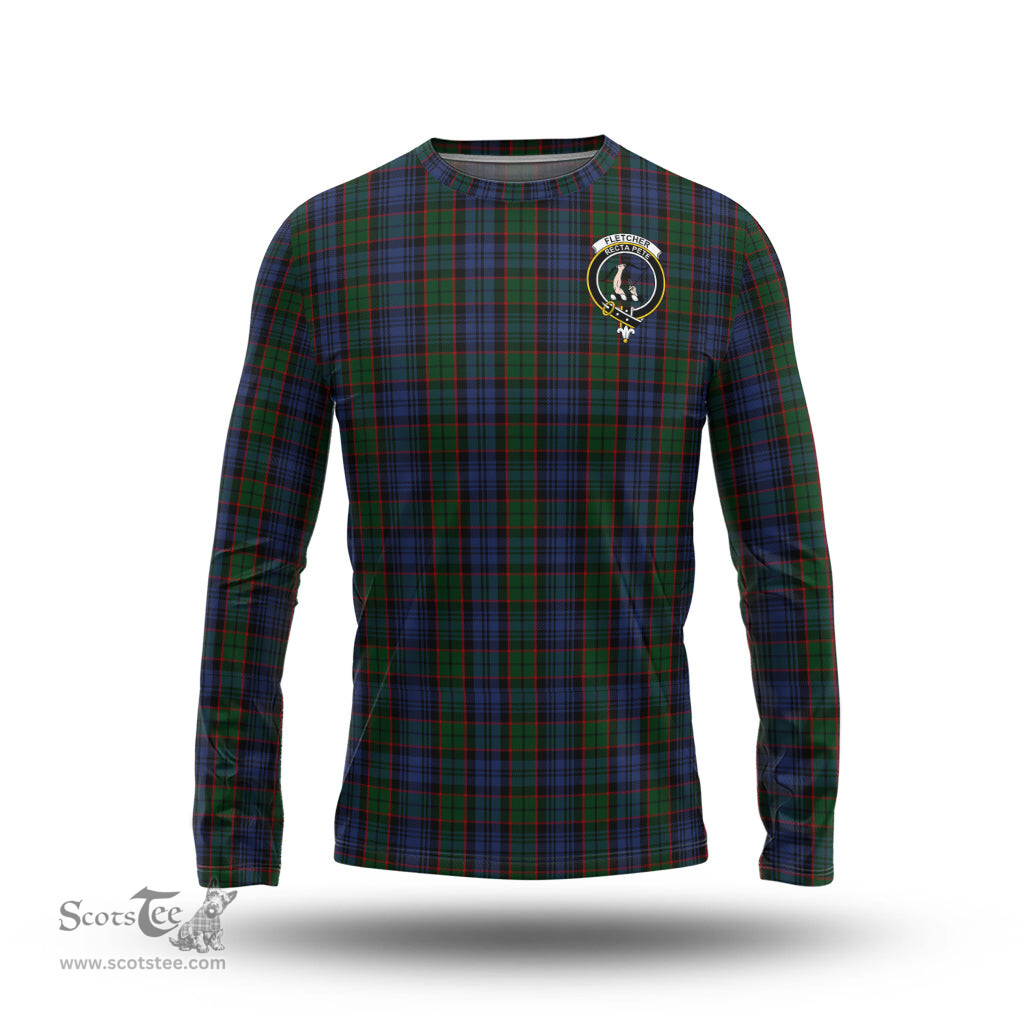 ScotsTee Shop Scottish Fletcher Clan Crest Tartan Long Sleeve T Shirt