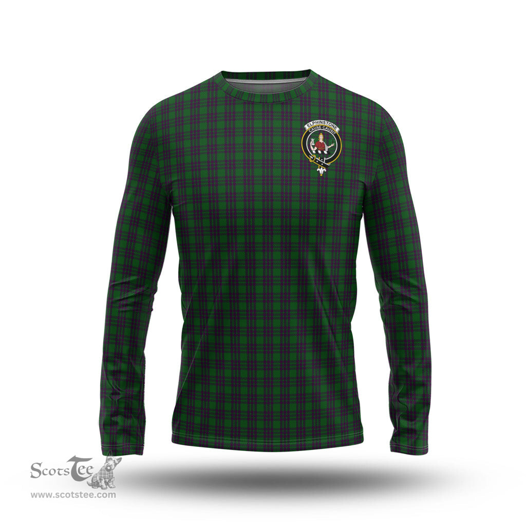ScotsTee Shop Scottish Elphinstone Clan Crest Tartan Long Sleeve T Shirt