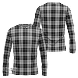 ScotsTee Shop Scottish Erskine Black and White Clan Tartan Long Sleeve T Shirt