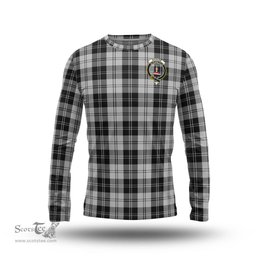 ScotsTee Shop Scottish Erskine Black and White Clan Crest Tartan Long Sleeve T Shirt