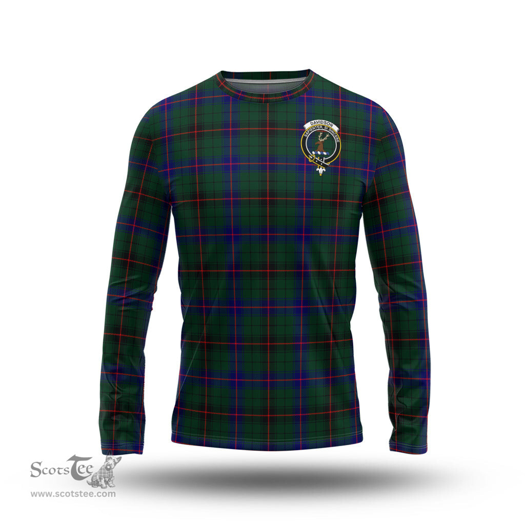 ScotsTee Shop Scottish Davidson Modern Clan Crest Tartan Long Sleeve T Shirt