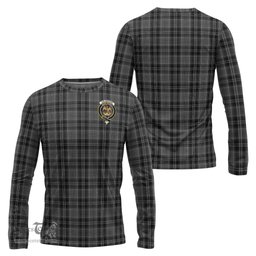 ScotsTee Shop Scottish Drummond Grey Clan Crest Tartan Long Sleeve T Shirt