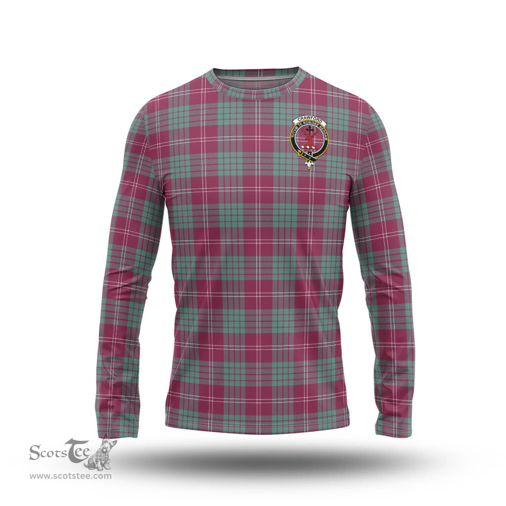 ScotsTee Shop Scottish Crawford Ancient Clan Crest Tartan Long Sleeve T Shirt